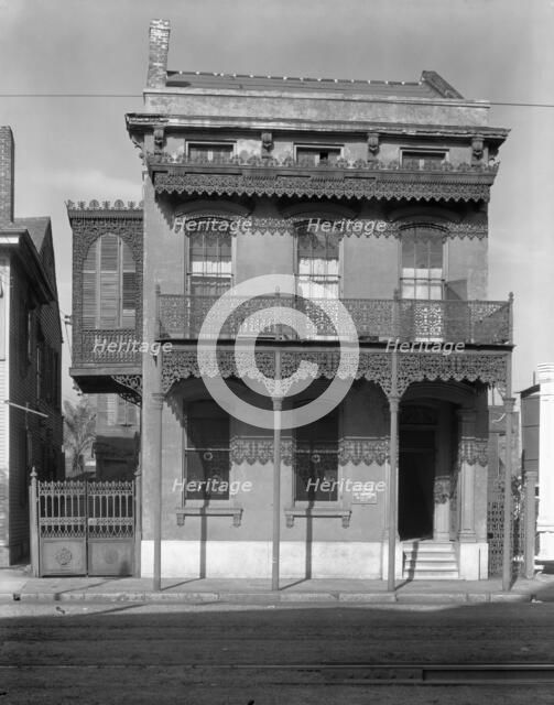 New Orleans architecture - Cast iron grillwork...Lee Circle...Saint Charles Avenue, Louisiana, 1936. Creator: Walker Evans.