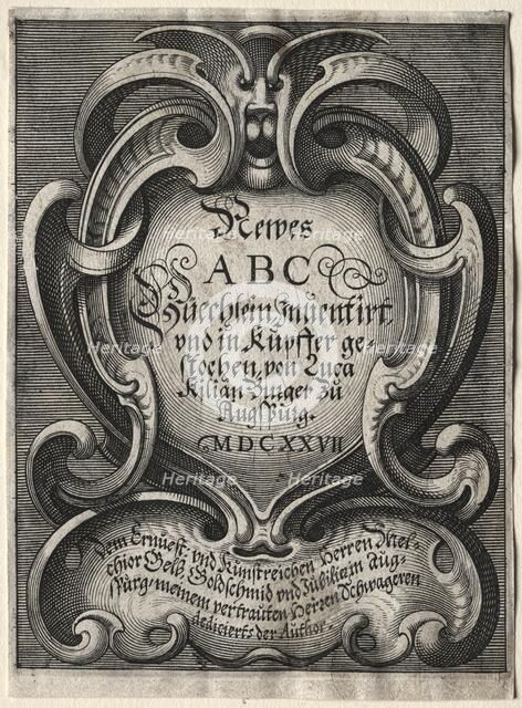 New ABC Booklet, 1627. Creator: Lucas Kilian (German, 1579-1637).