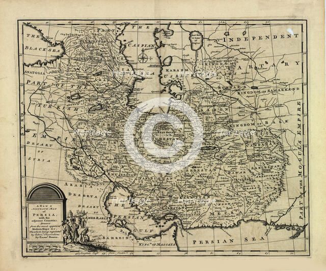 New and accurate map of Persia, with the Safavid and Mughal Empire. Artist: Bowen, Emanuel (c. 1714-1767)