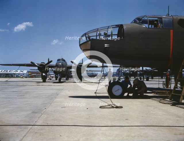 New B-25 bombers lined up for final inspection..., North American Aviation, Inc., Calif. , 1942. Creator: Alfred T Palmer.