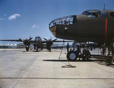 New B-25 bombers lined up for final inspection..., North American Aviation, Inc., Calif. , 1942. Creator: Alfred T Palmer