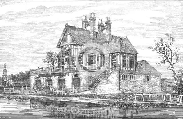 New Boat House, Oxford, 1880. Artist: WSW.