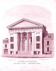 New Bowery Theatre, Elizabeth Street Facade, New York, 1828. Creator: Alexander Jackson Davis