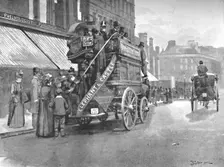 New Bridge Market - Struggle for the Bus 1891. Creator: William Luker