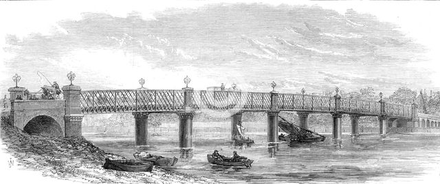 New bridge over the Thames at Wandsworth, 1874. Creator: Unknown.