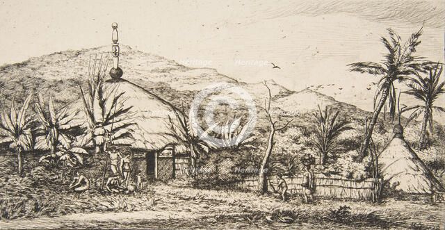 New Caledonia: Large native hut on the road from Balade to Puebo, 1845, 1863. Creator: Charles Meryon.