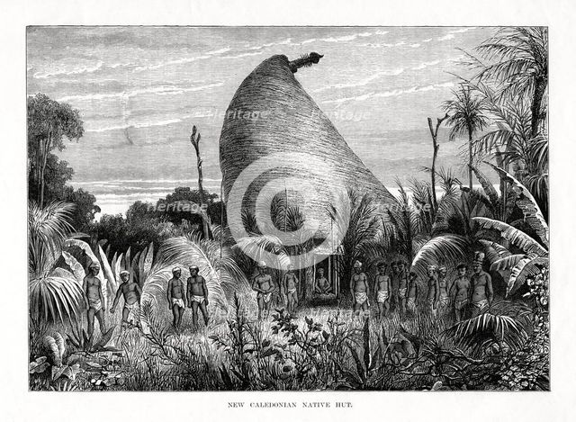 'New Caledonian Native Hut', southwest Pacific, 1877. Artist: Unknown