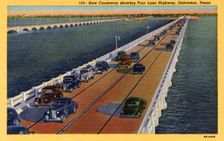 New Causeway with four-lane highway, Galveston, Texas, USA, 1940