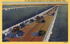 New Causeway with four-lane highway, Galveston, Texas, USA, 1940