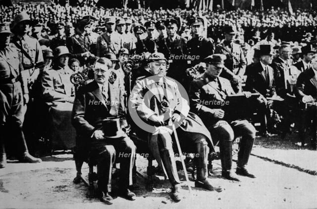 'New Chancellor Sits With Old President', 1933, (1940). Artist: Unknown.