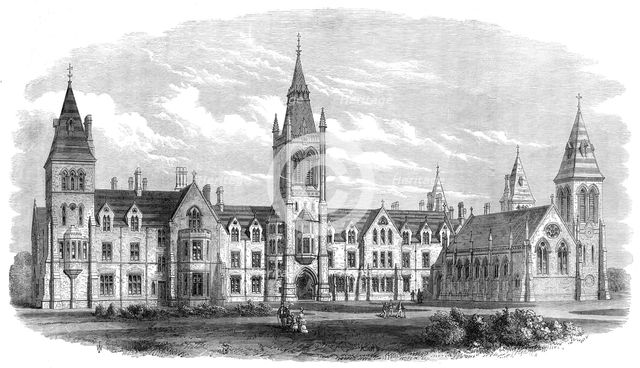 New Charterhouse School buildings at Godalming, 1872. Creator: Unknown.