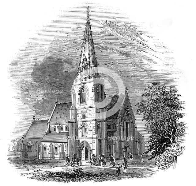 New church at Swindon, on the Great Western Railway, 1845. Creator: Unknown.