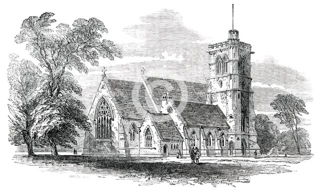 New Church of St. John the Evangelist, at Great Stanmore, 1850. Creator: Unknown.