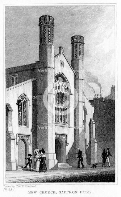 New Church, Saffron Hill, Camden, London, 19th century.Artist: Thomas Hosmer Shepherd
