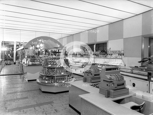 New Co-op central butcher's department, Barnsley, South Yorkshire, 1957. Creator: Michael Walters.