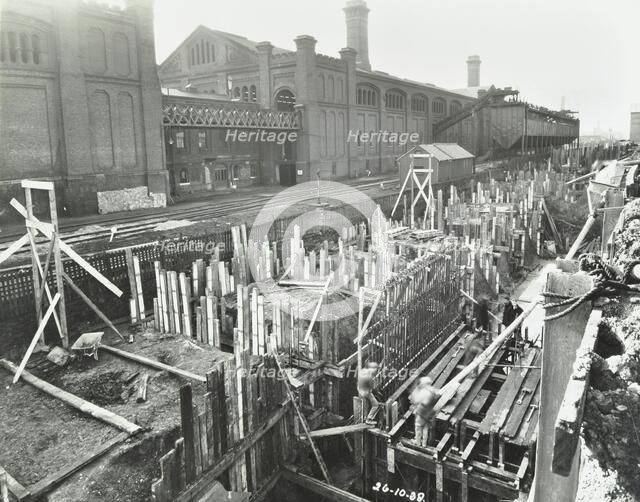 New construction work, Beckton Sewage Works, Woolwich, London, 1938. Artist: Unknown.