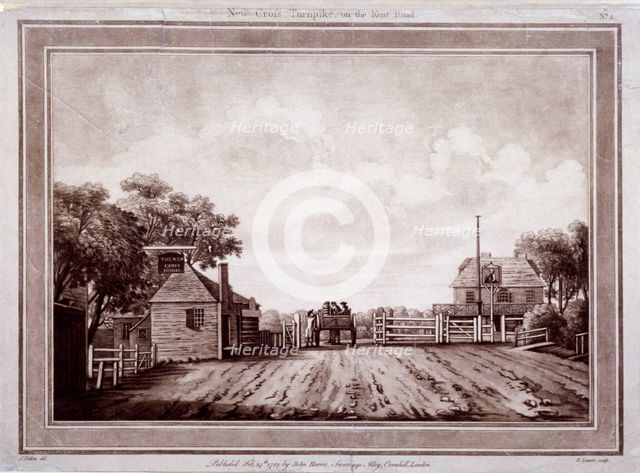 New Cross turnpike on the Old Kent Road, Deptford, London, 1783. Artist: Robert Laurie