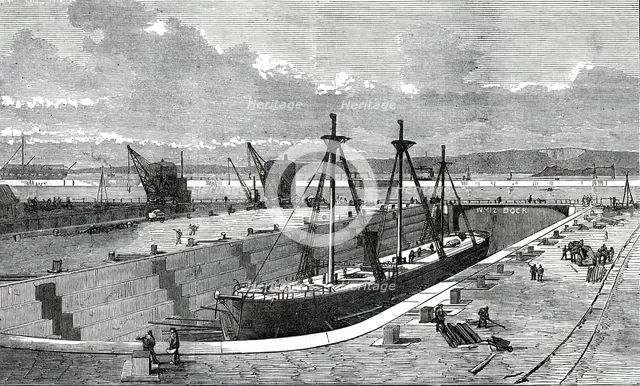 New Docks and Basin, Portsmouth, 1876. Creator: Unknown.