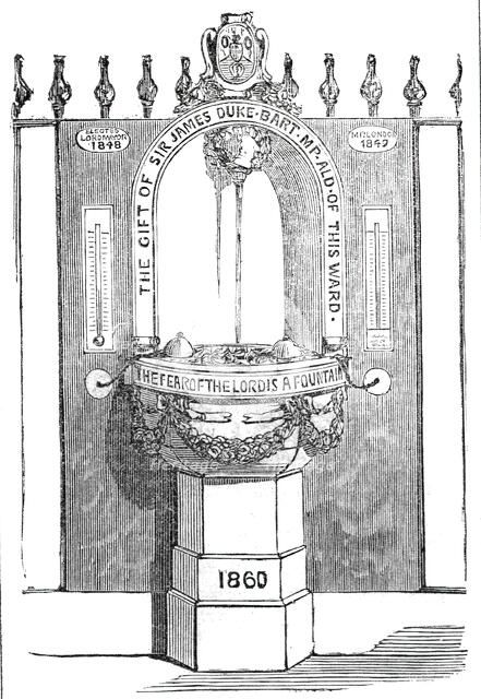 New drinking-fountain in Fleet Street, 1860. Creator: Unknown.