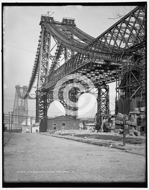 New East River bridge from Brooklyn, between 1900 and 1906. Creator: Unknown.