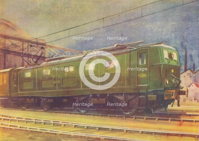 'New Electric Locomotive, L.N.E.R., leaving Manchester London Road Station', 1940. Artist: Unknown.