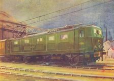 New Electric Locomotive, L.N.E.R., leaving Manchester London Road Station 1940
