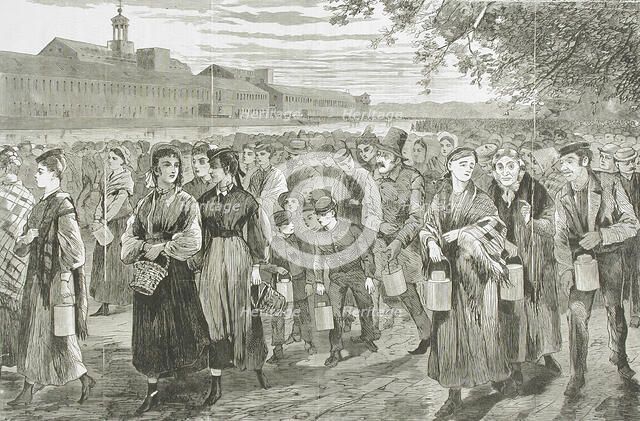 New England Factory Life - Bell-Time, 1868. Creator: Unknown.