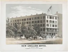New England Hotel, Broadway, Adjoining Trinity Church Yard, New York, ca.1848. Creator: Frances Flora Bond Palmer