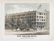 New England Hotel, Broadway, Adjoining Trinity Church Yard, New York, ca.1848. Creator: Frances Flora Bond Palmer