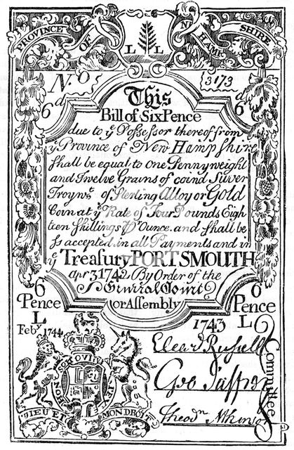 New England paper money, 1743 (c1880). Artist: Unknown