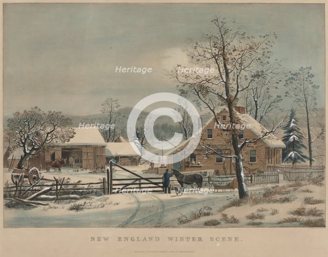 New England Winter Scene, 1861. Creator: James Merritt Ives (American, 1824-1895), and ; Nathaniel Currier (American, 1813-1888).