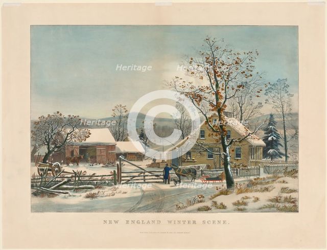 New England Winter Scene, 1861. Creator: James Merritt Ives (American, 1824-1895), and ; Nathaniel Currier (American, 1813-1888).