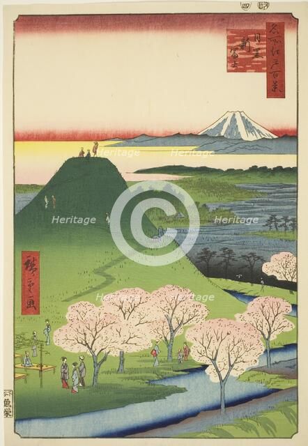New Fuji, Meguro (Meguro Shin-Fuji), from the series "One Hundred Famous Views...", 1857. Creator: Ando Hiroshige.