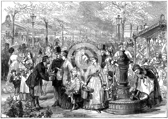 New Flower Market, Paris, 1874. Artist: Unknown