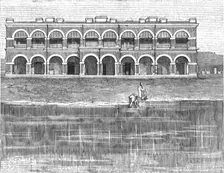 'New Hospitals in India; Hospital and Dispensary built by the Maharajah of Dharbunga 1888. Creator: Unknown