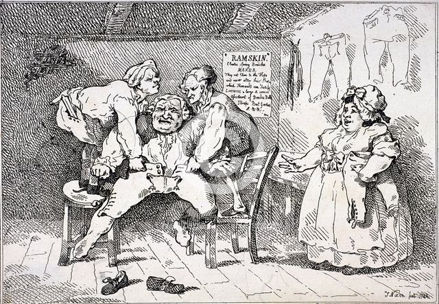 'New invented elastic breeches', 1784. Artist: John Nixon