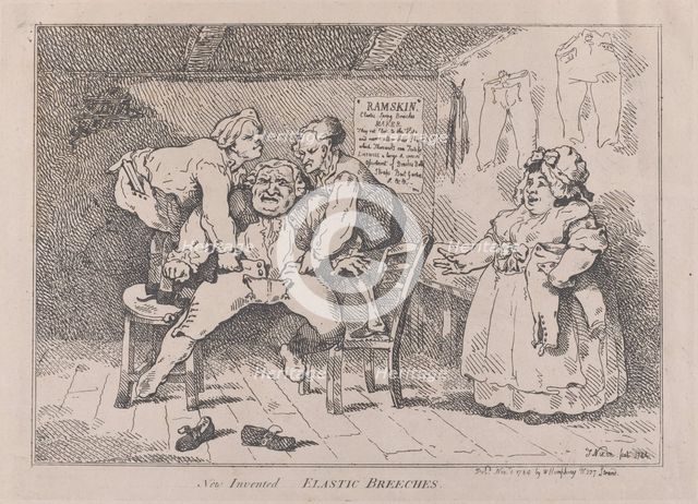 New Invented Elastic Breeches, November 1, 1784., November 1, 1784. Creator: Thomas Rowlandson.
