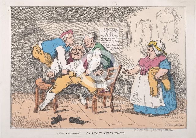 New Invented Elastic Breeches, November 1, 1784., November 1, 1784. Creator: Thomas Rowlandson.