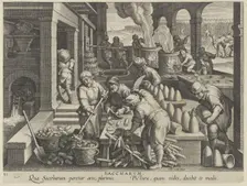 New Inventions of Modern Times [Nova Reperta], The Invention of Sugar Refinery, plate ..., ca. 1600. Creator: Jan Collaert I