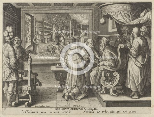 New Inventions of Modern Times [Nova Reperta], The Production of Silk, plate 8, ca. 1600. Creator: Jan Collaert I.
