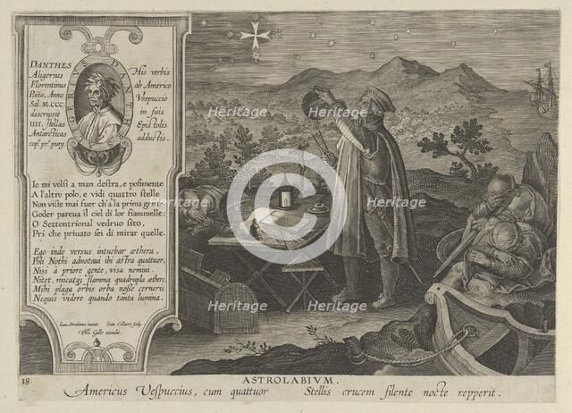 New Inventions of Modern Times [Nova Reperta], Amerigo Vespucci Discovering the Southe..., ca. 1600. Creator: Jan Collaert I.