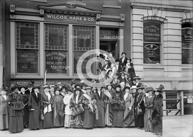 New Jersey Woman Suffrage Group Leaving Headquarters For White House, 1913. Creator: Harris & Ewing.