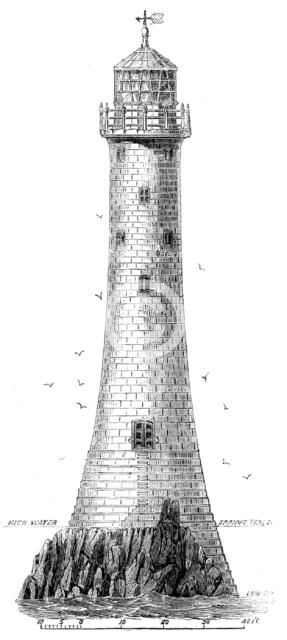 New Lighthouse on Bishop Rock, Scilly Islands, 1858. Creator: Unknown.