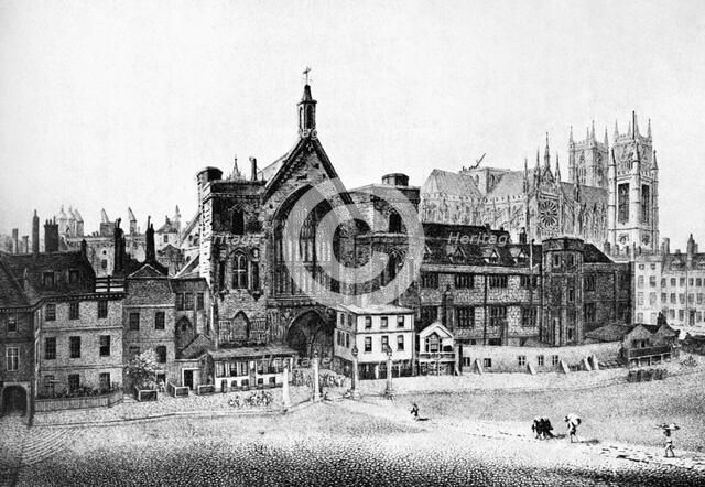 New Palace Yard, Westminster, in the 18th century, c1905. Artist: Unknown