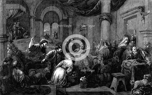New Pictures in the National Gallery - "Christ Driving the Money-Changers out of the Temple" - paint Creator: Unknown.