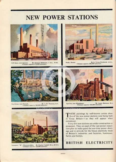 New Power Stations, advert for British Electricity, 1951. Artist: Norman Wilkinson