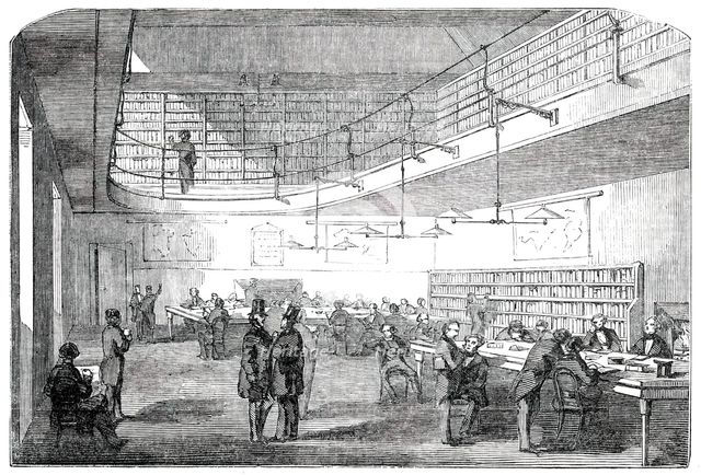 New Reading-Room at the Bank of England, opened on Wednesday, 1850. Creator: Unknown.