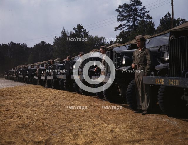 New River Marine Base, motor detachment, Jacksonville, North Carolina, 1942. Creator: Alfred T Palmer.