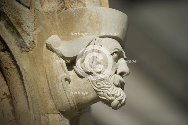 New stone carving on the Chapter House of Westminster Abbey, London, 2009. Creator: Historic England Staff Photographer.