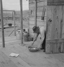 New settler shows fish he caught..., Priest River Valley, Bonner County, Idaho, 1939. Creator: Dorothea Lange